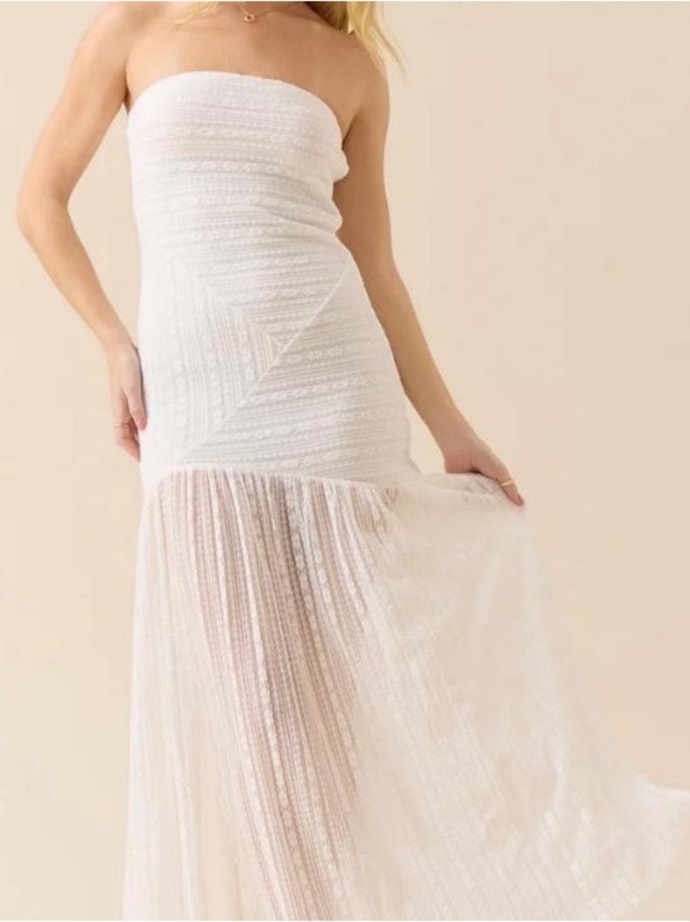 Altar'd State Strapless White Maxi Dress